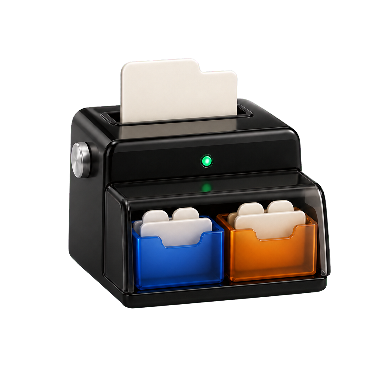 A desktop machine organizing one source folder into two team folders